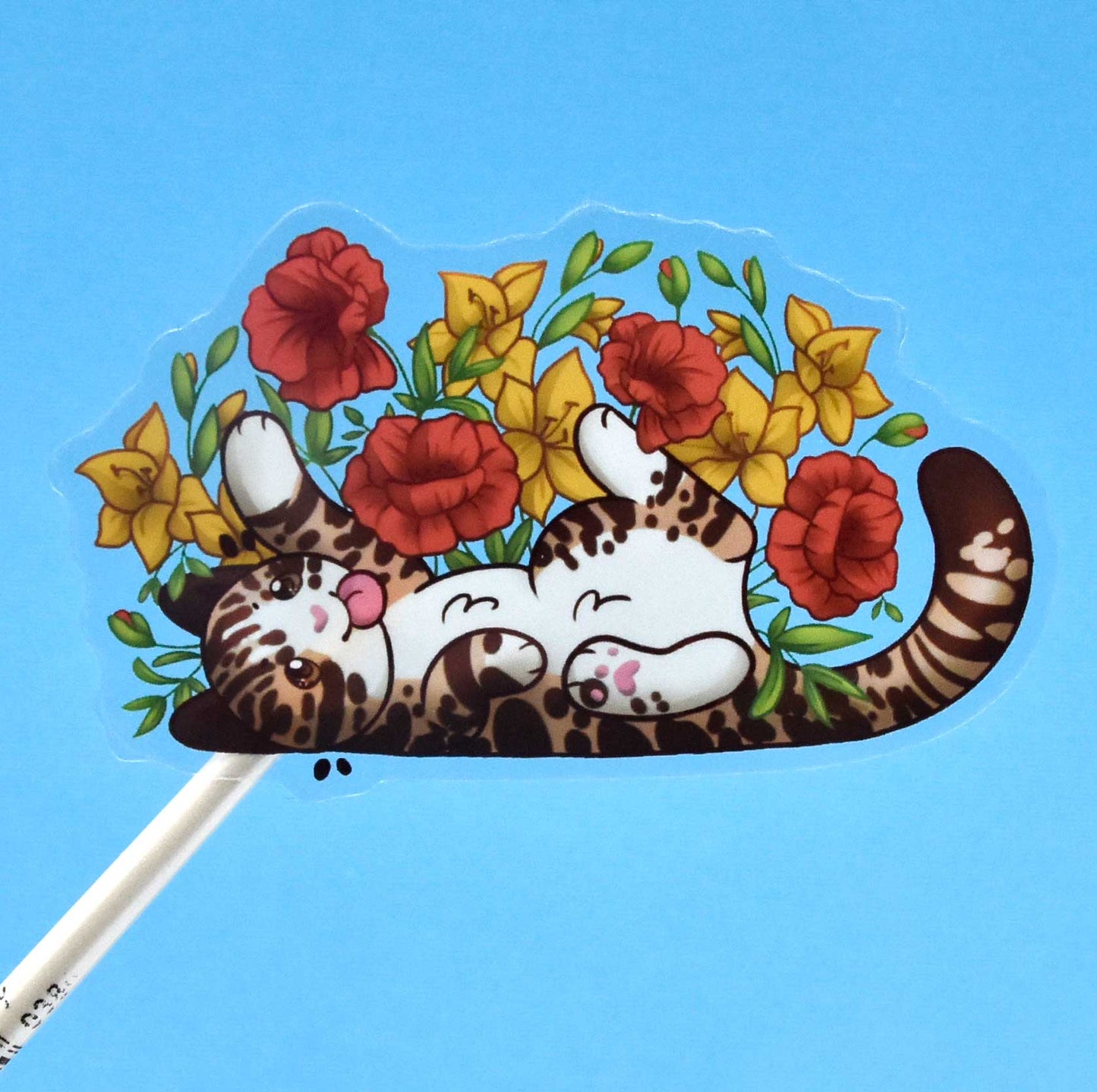 Birthday Month Cat and Flower Stickers