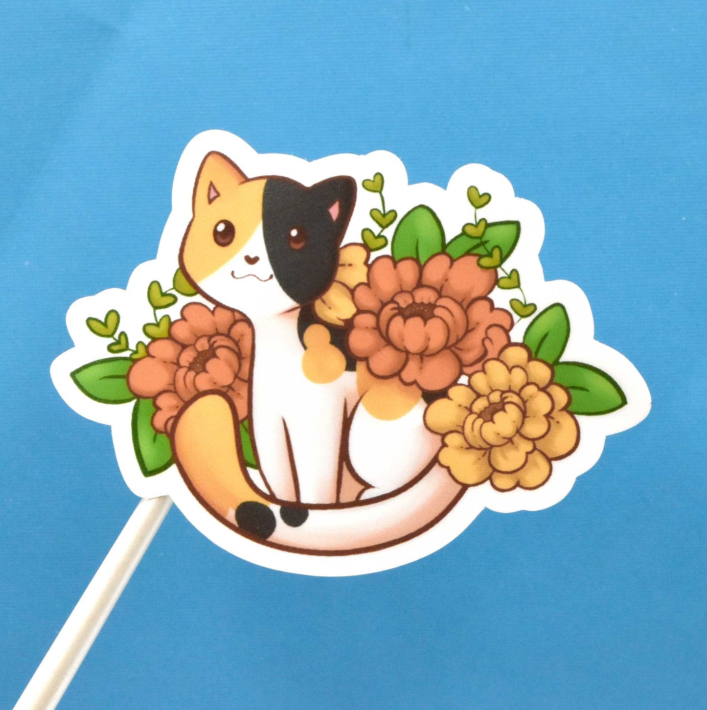 Calico & flowers Sticker