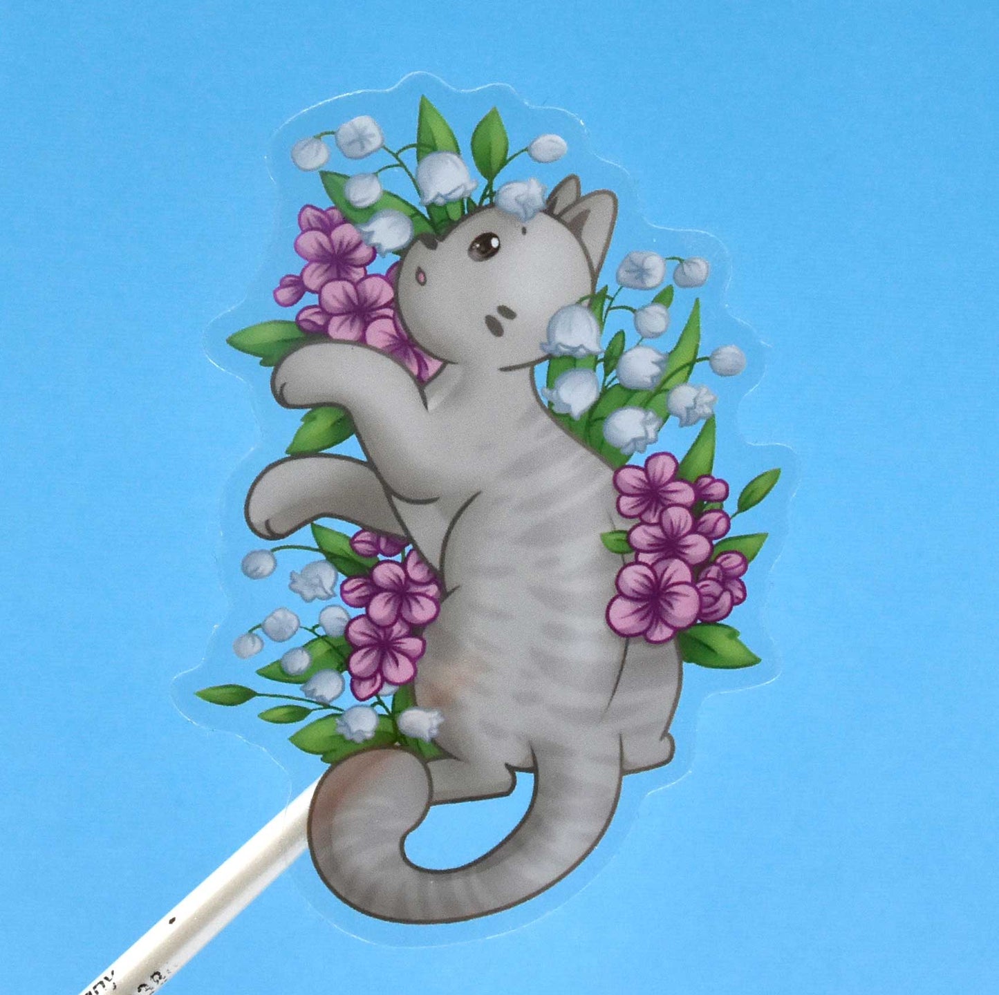Birthday Month Cat and Flower Stickers
