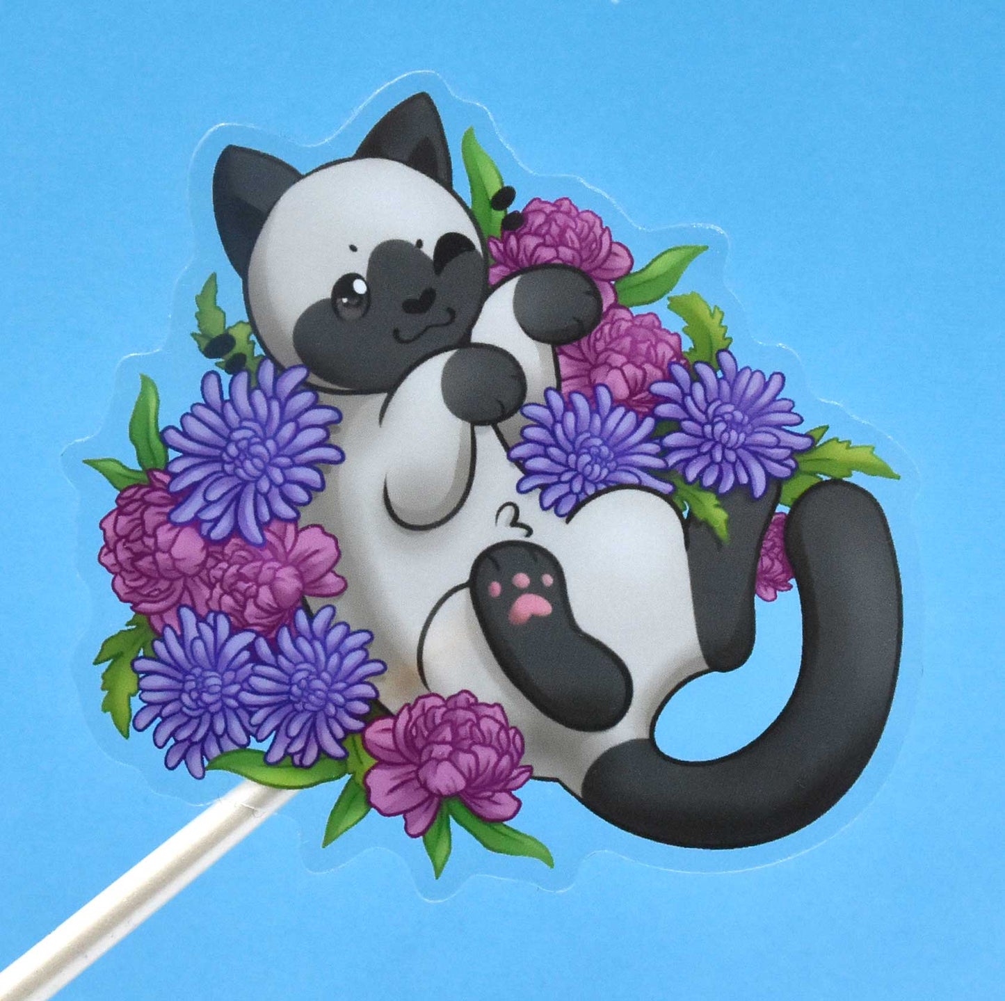 Birthday Month Cat and Flower Stickers