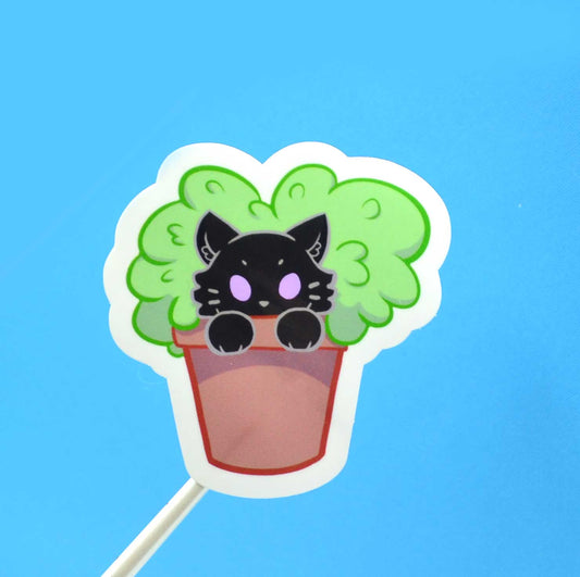 Black Cat in Flower Pot Sticker