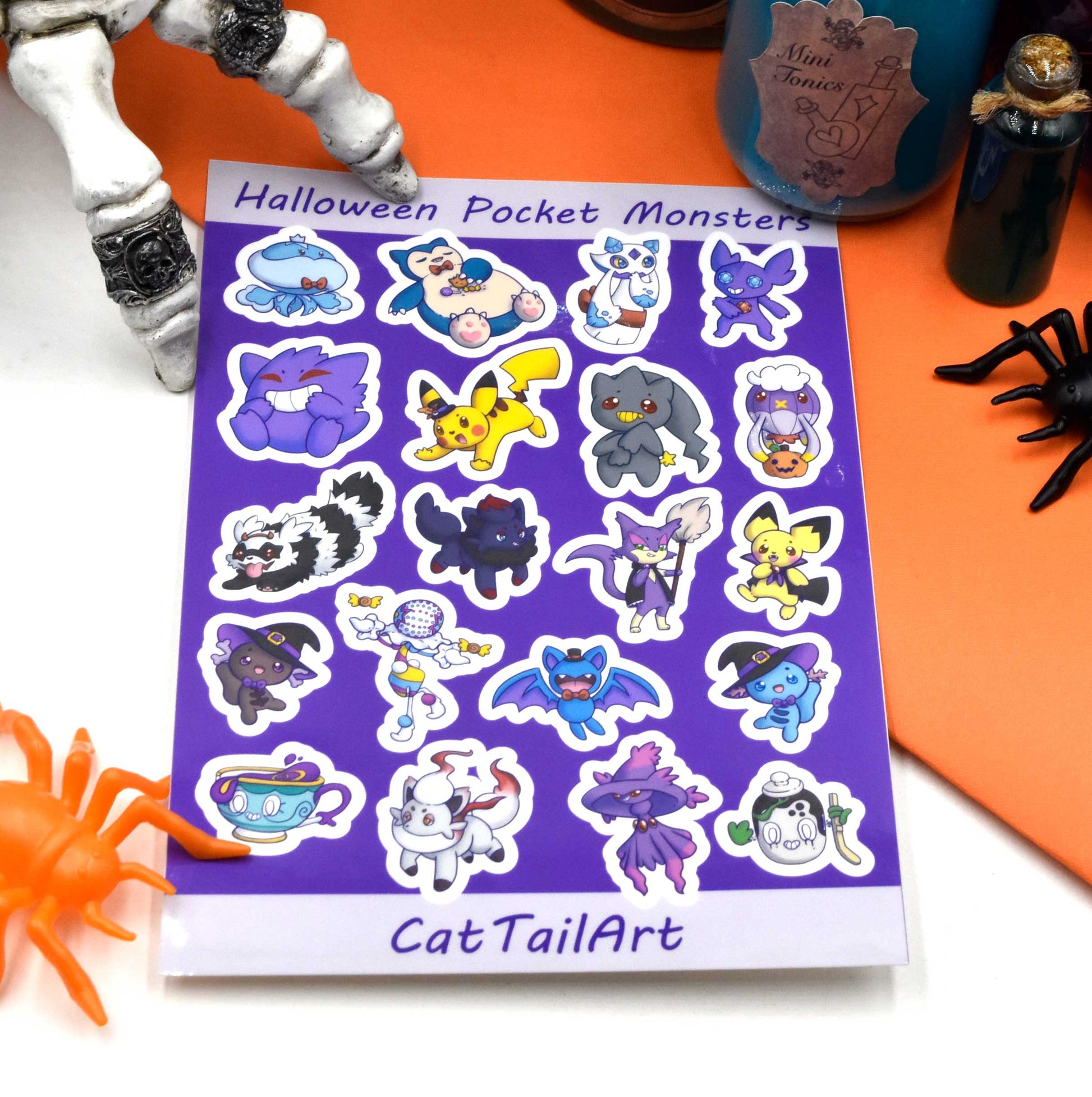 pocket monsters stickers Halloween Pocket Monsters Sticker Sheet