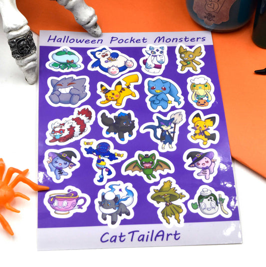 Halloween Pocket Monsters Shiny Sticker Sheet