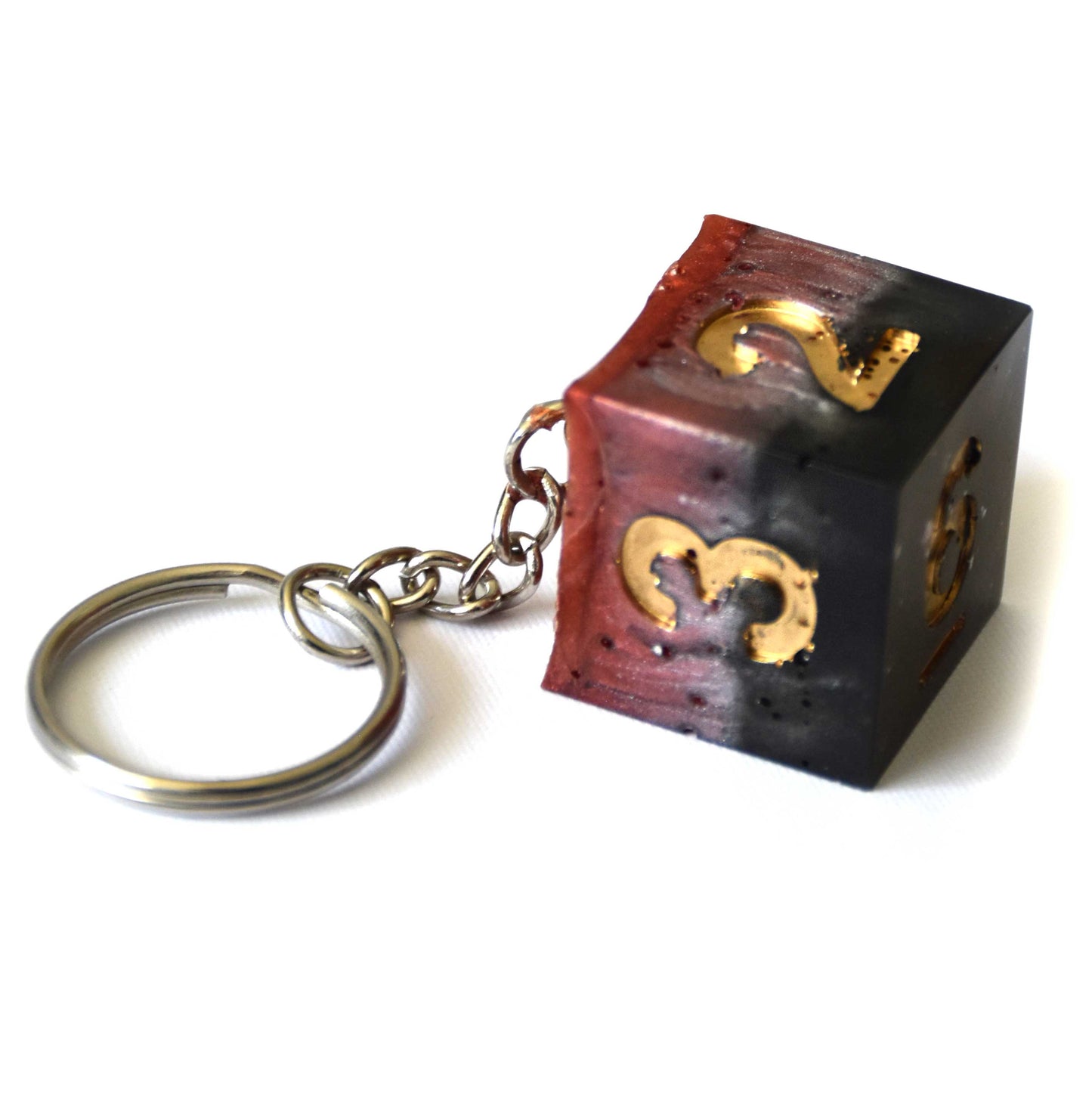 "Black and Red Cube" Dice Keychains