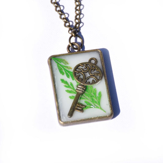 fern with key necklace