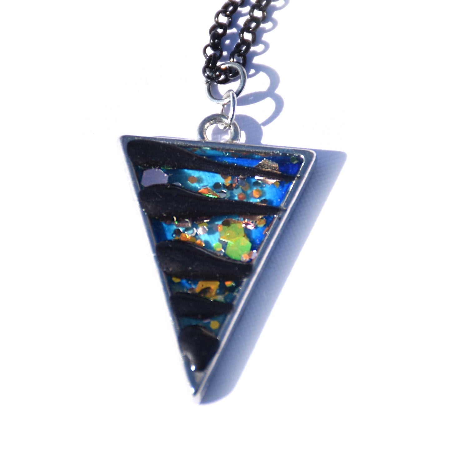 "triangle with black lines" necklace