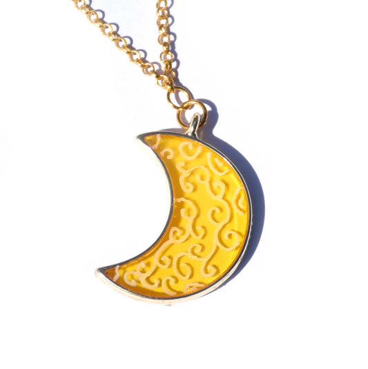 yellow moon necklace
